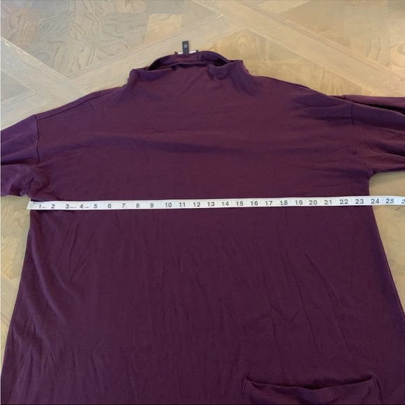 Eileen Fisher Maroon Tunic Top Mini Dress L Long Sleeve Pocket Slits Stretch - Picture 8 of 9